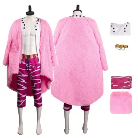 One Piece Doflamingo Cosplay Costume Donquixote Pink Cloak Cape Uniform Halloween Christmas Suit