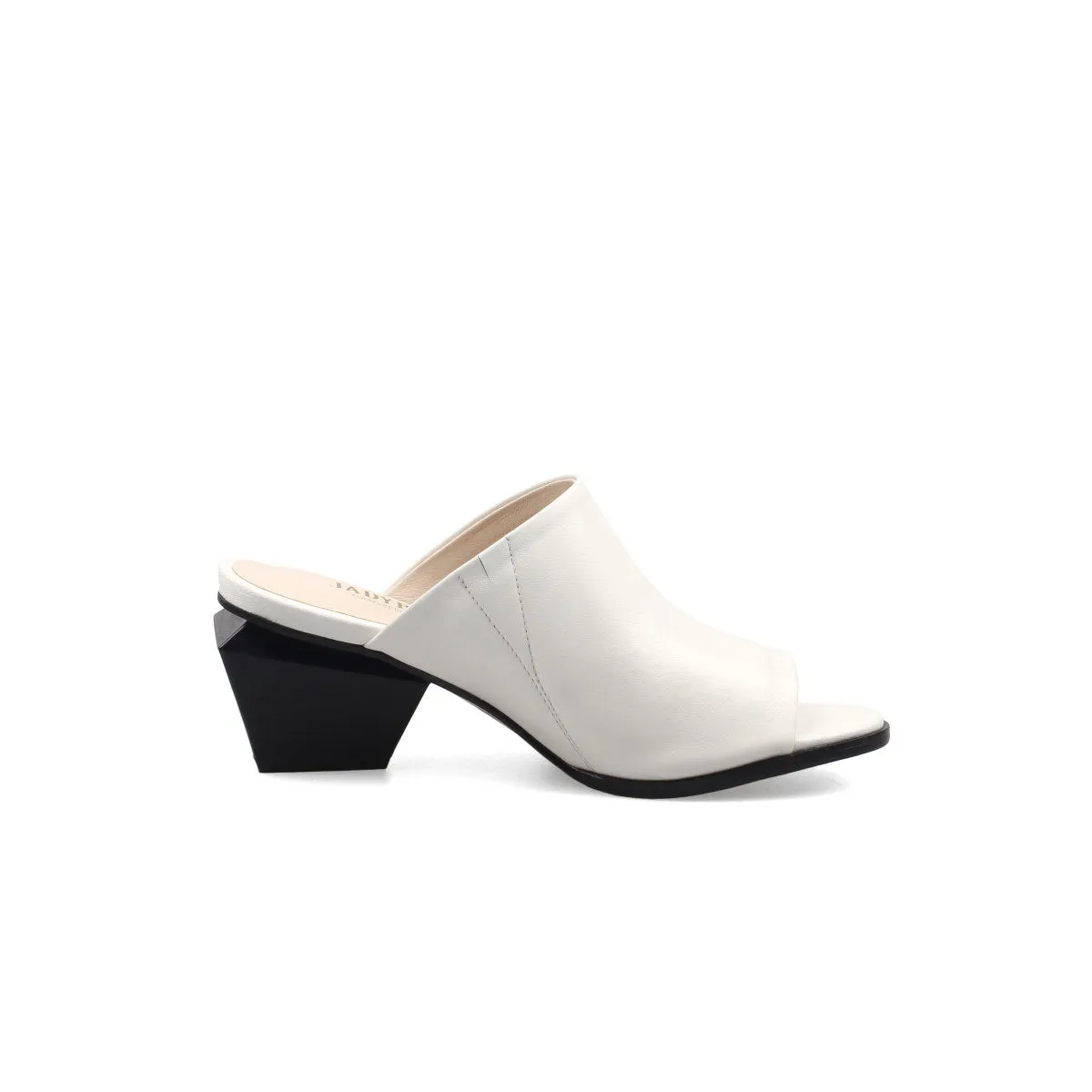 Open Toe Mules with Trapezoidal Heels