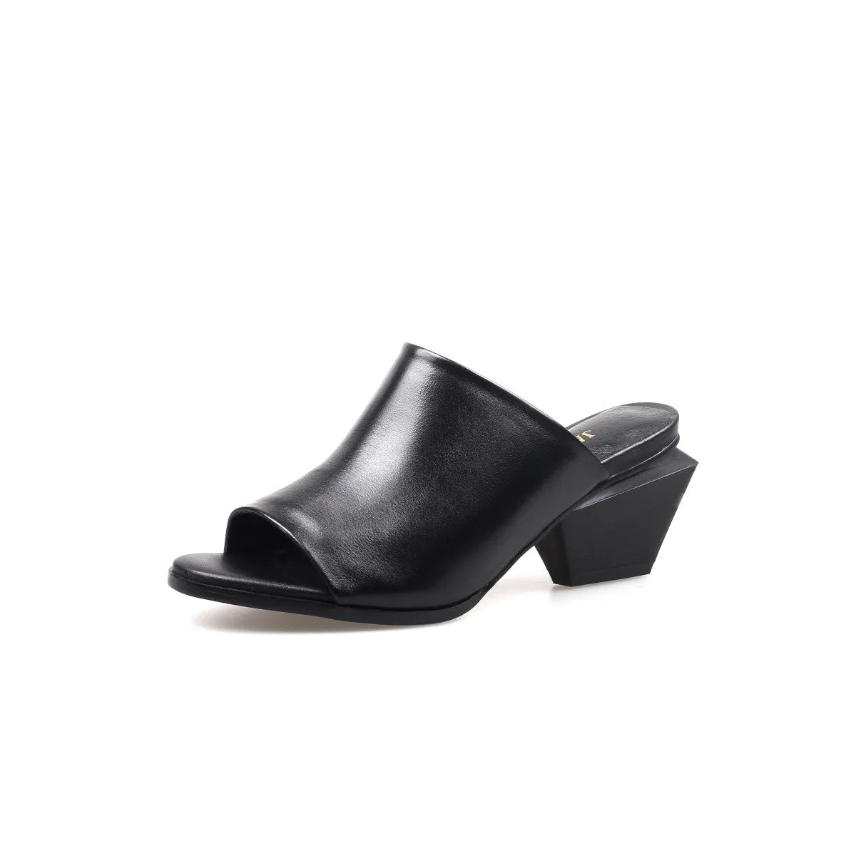 Open Toe Mules with Trapezoidal Heels