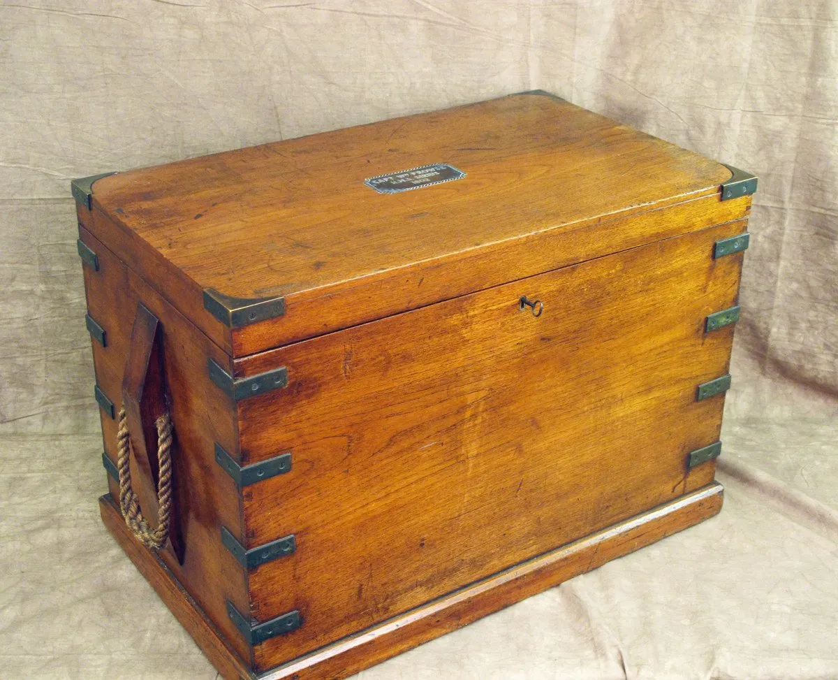 Original British Naval Named Captains Chest from the H.M.S. SIRIUS, Dated 1802