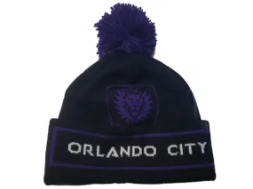 Orlando City SC Adidas Black Purple Acrylic Knit Cuffed Beanie Hat Cap with Poof