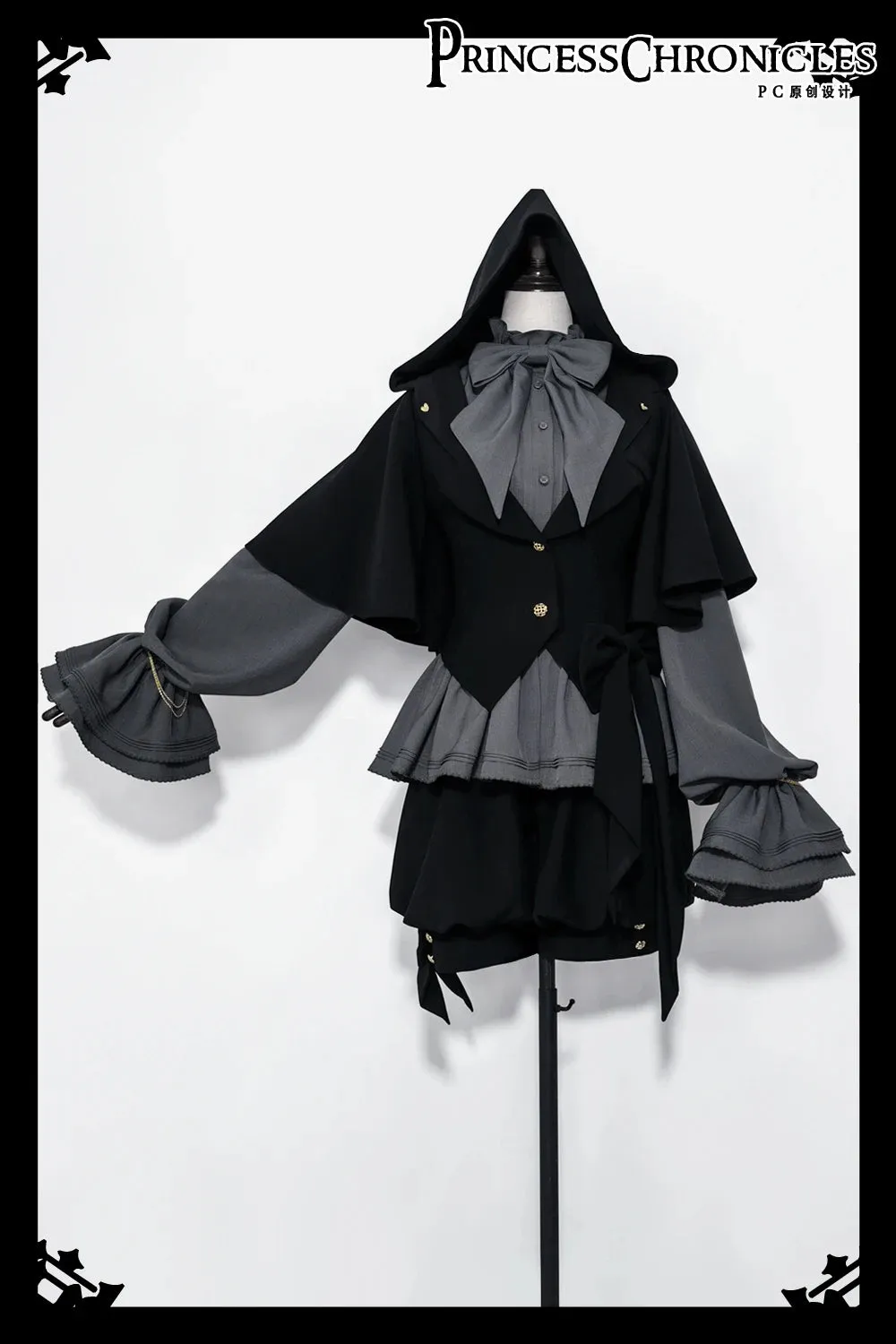 Ouji Lolita Gothic Hooded Rabbit Ear Cape / Short Pants / Long Sleeve Shirt by Princess Chronicles ~ Rabbit in Moonlight