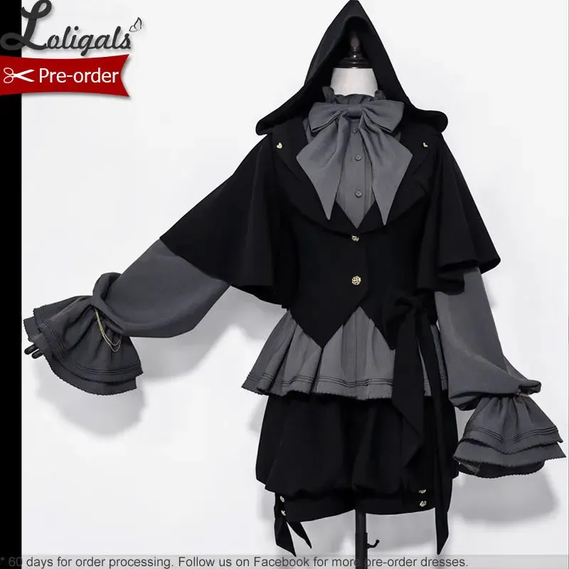 Ouji Lolita Gothic Hooded Rabbit Ear Cape / Short Pants / Long Sleeve Shirt by Princess Chronicles ~ Rabbit in Moonlight