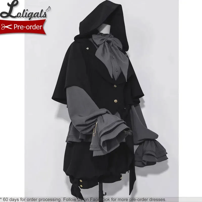 Ouji Lolita Gothic Hooded Rabbit Ear Cape / Short Pants / Long Sleeve Shirt by Princess Chronicles ~ Rabbit in Moonlight