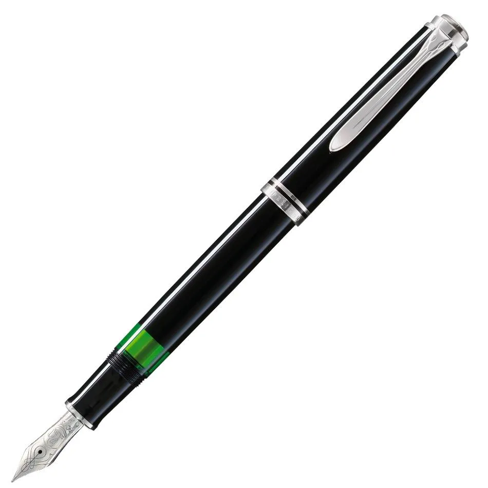 Pelikan Souveran M805 Fountain Pen - Black with Silver Trim