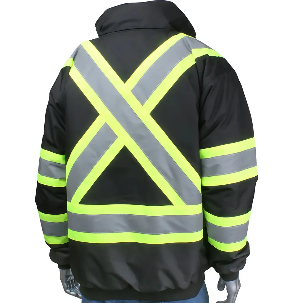 PIP 331-1745X-BK/M ANSI Type O Class 1 and CAN/CSA Z96 Two-Tone X-Back Full Zip Bomber Jacket