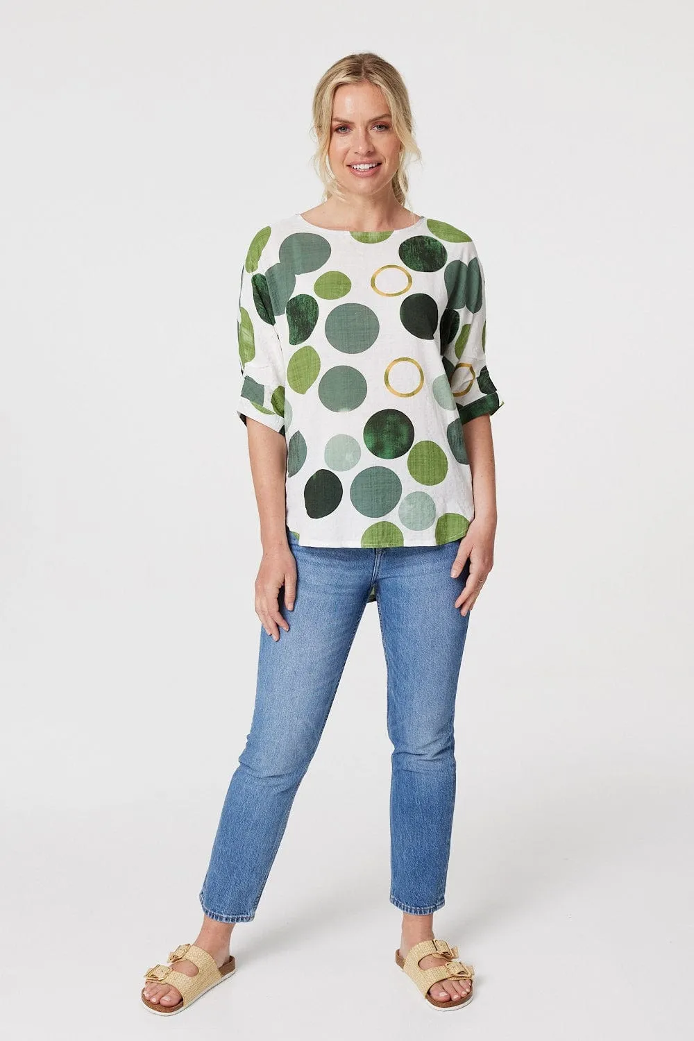 Polka Dot 1/2 Sleeve Blouse