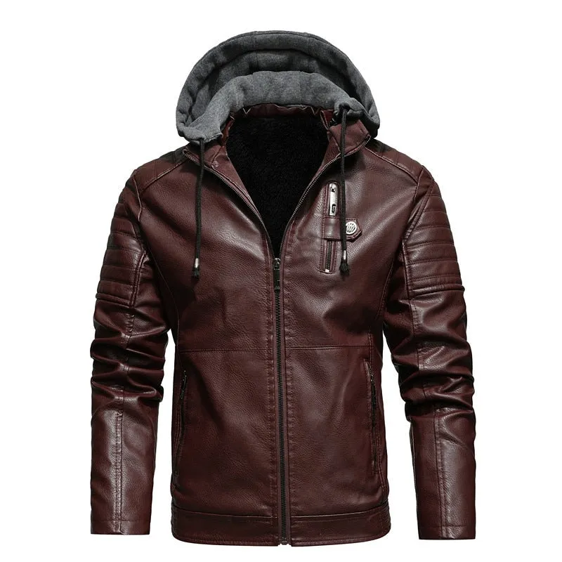 Pologize™ Terzo Hooded Autumn Leather Jacket