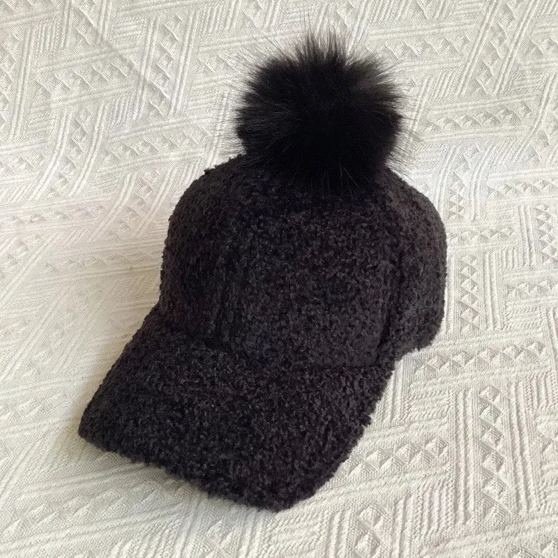 Pom Pom Fuzzy Baseball Hat