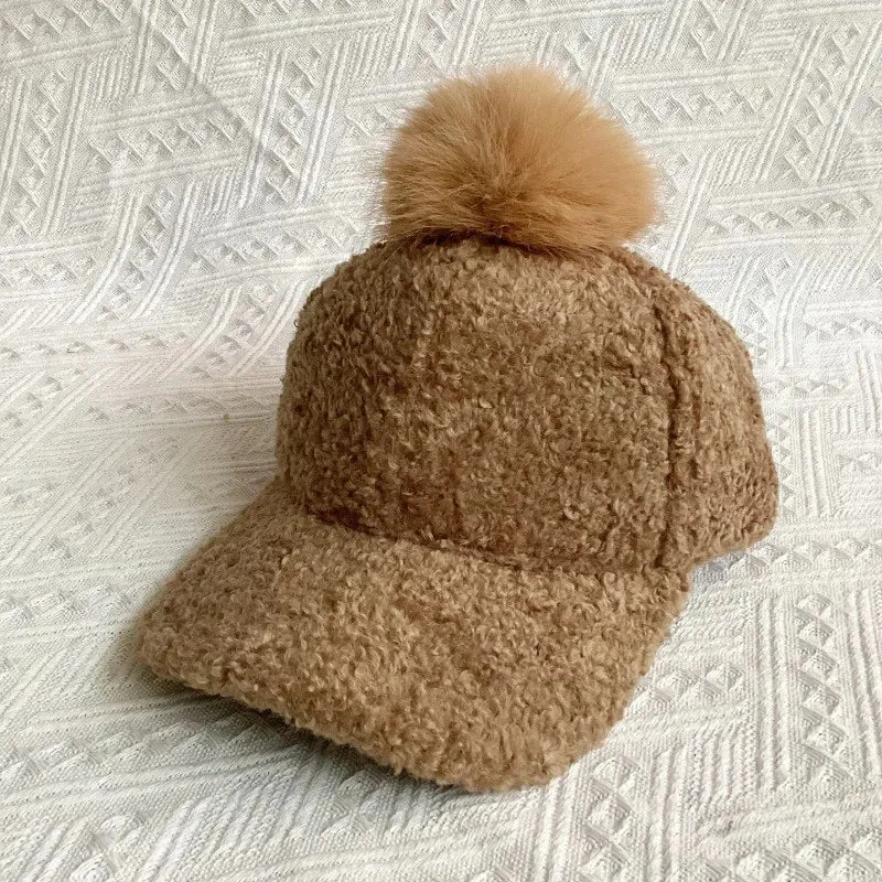 Pom Pom Fuzzy Baseball Hat