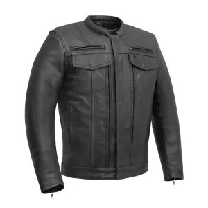 Raider Men's Motorcycle Leather Jacket - Black