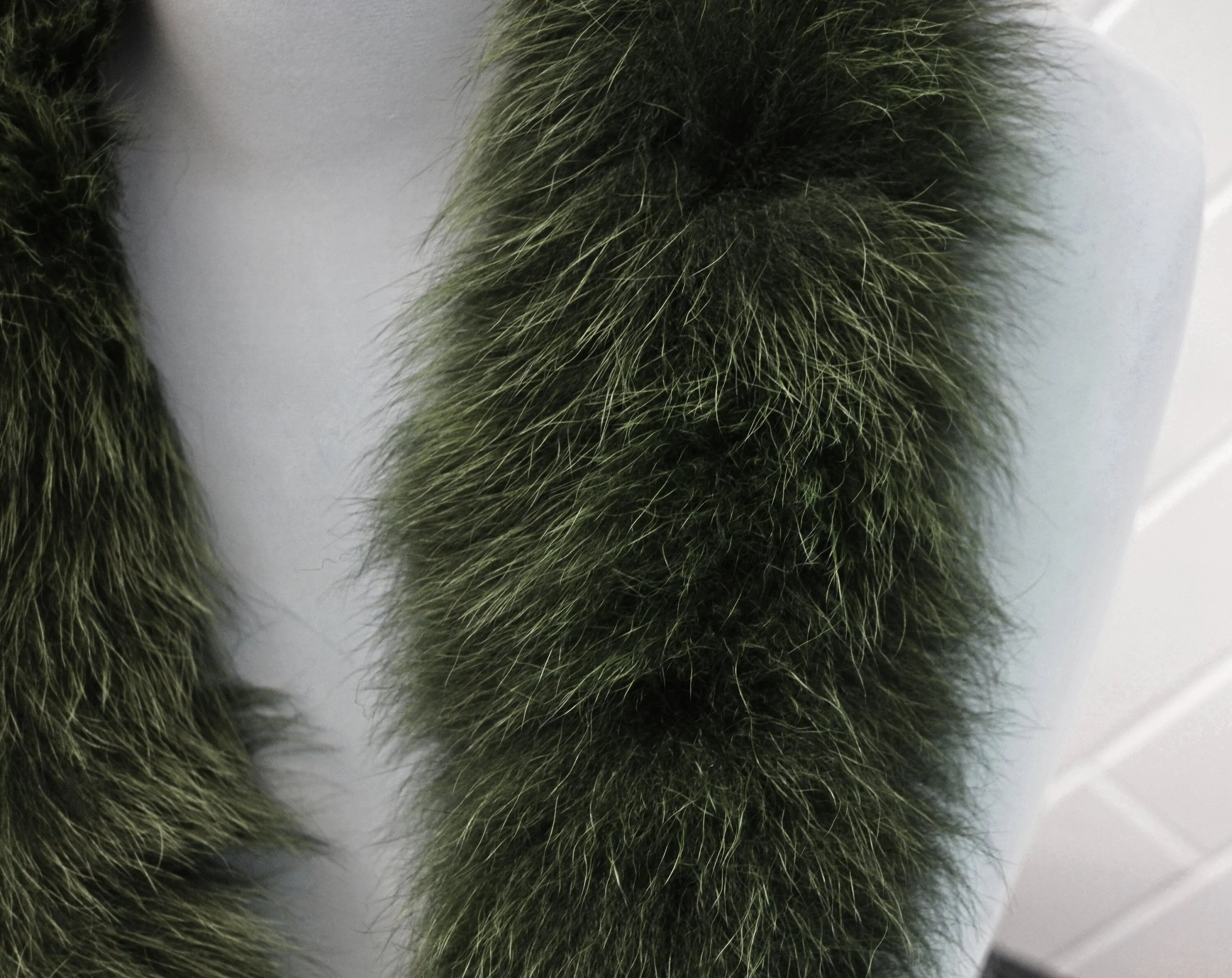 READY to SHIP, Real Fox Fur (Tail) Trim Hood, Fur collar trim, Fox Fur Collar, Fur Scarf, Fur Ruff, Fur Hood, Fur stripe, Coat Trim, Green