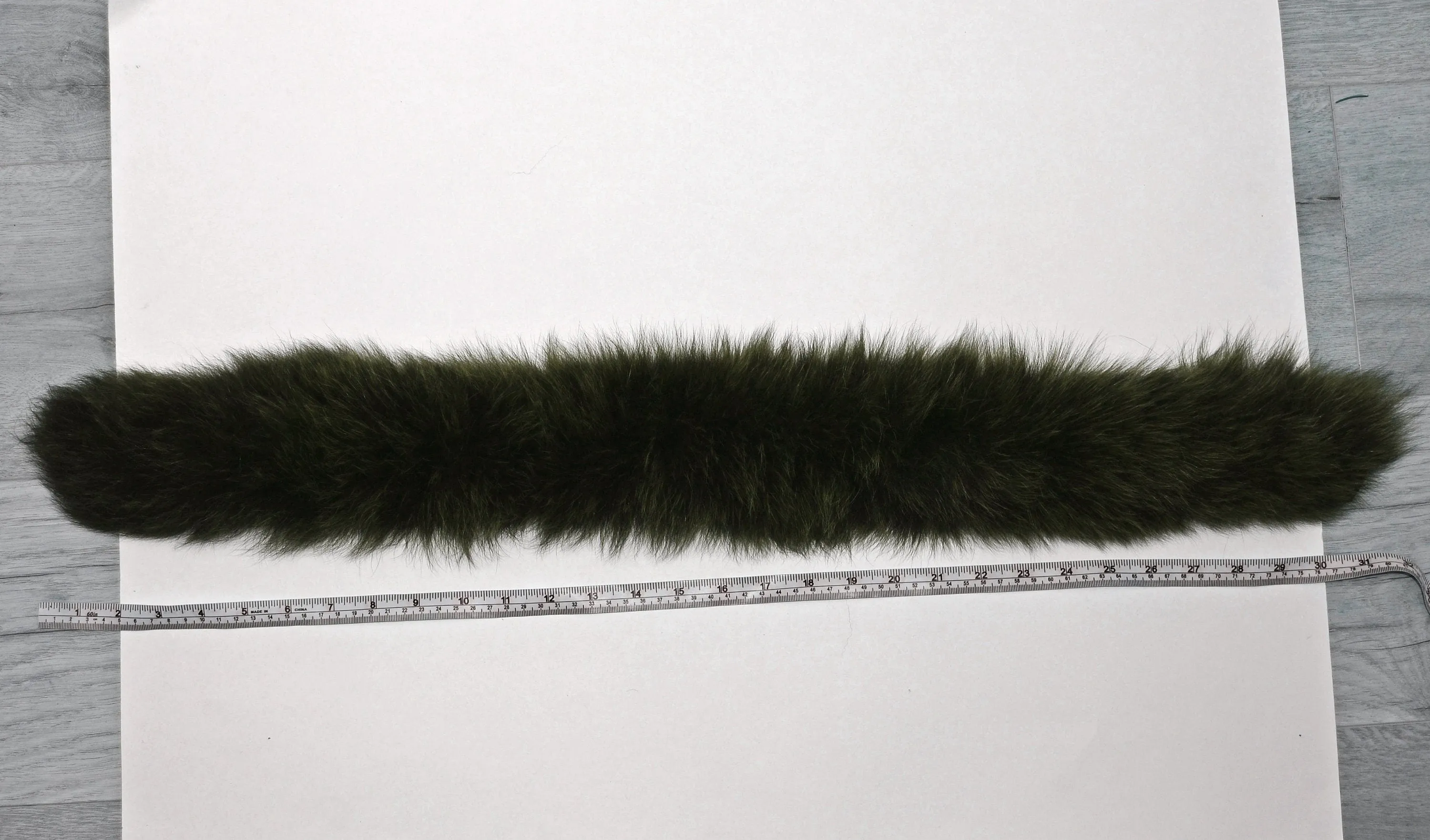 READY to SHIP, Real Fox Fur (Tail) Trim Hood, Fur collar trim, Fox Fur Collar, Fur Scarf, Fur Ruff, Fur Hood, Fur stripe, Coat Trim, Green