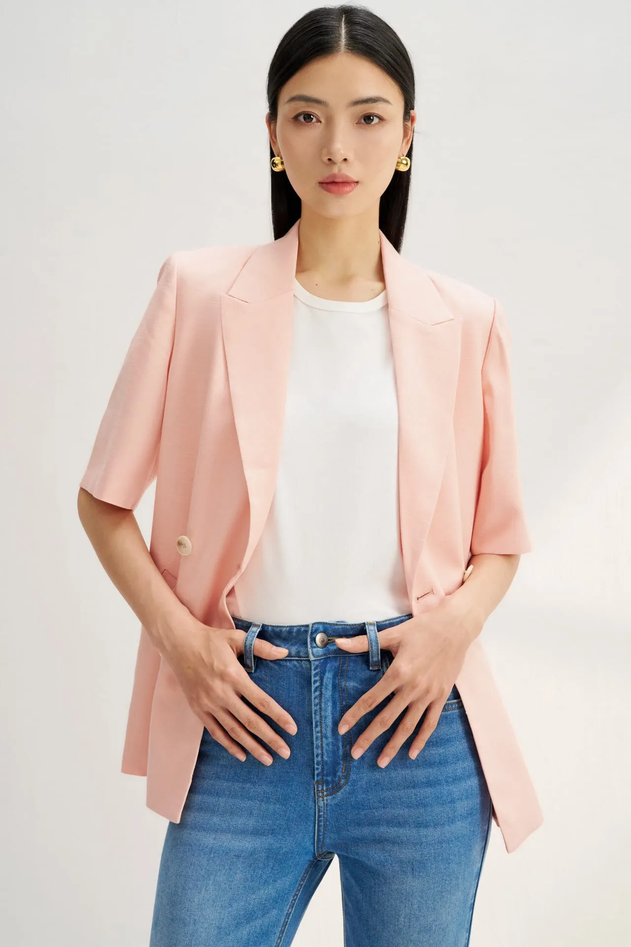 Relaxed Fit Short Sleeve Blazer