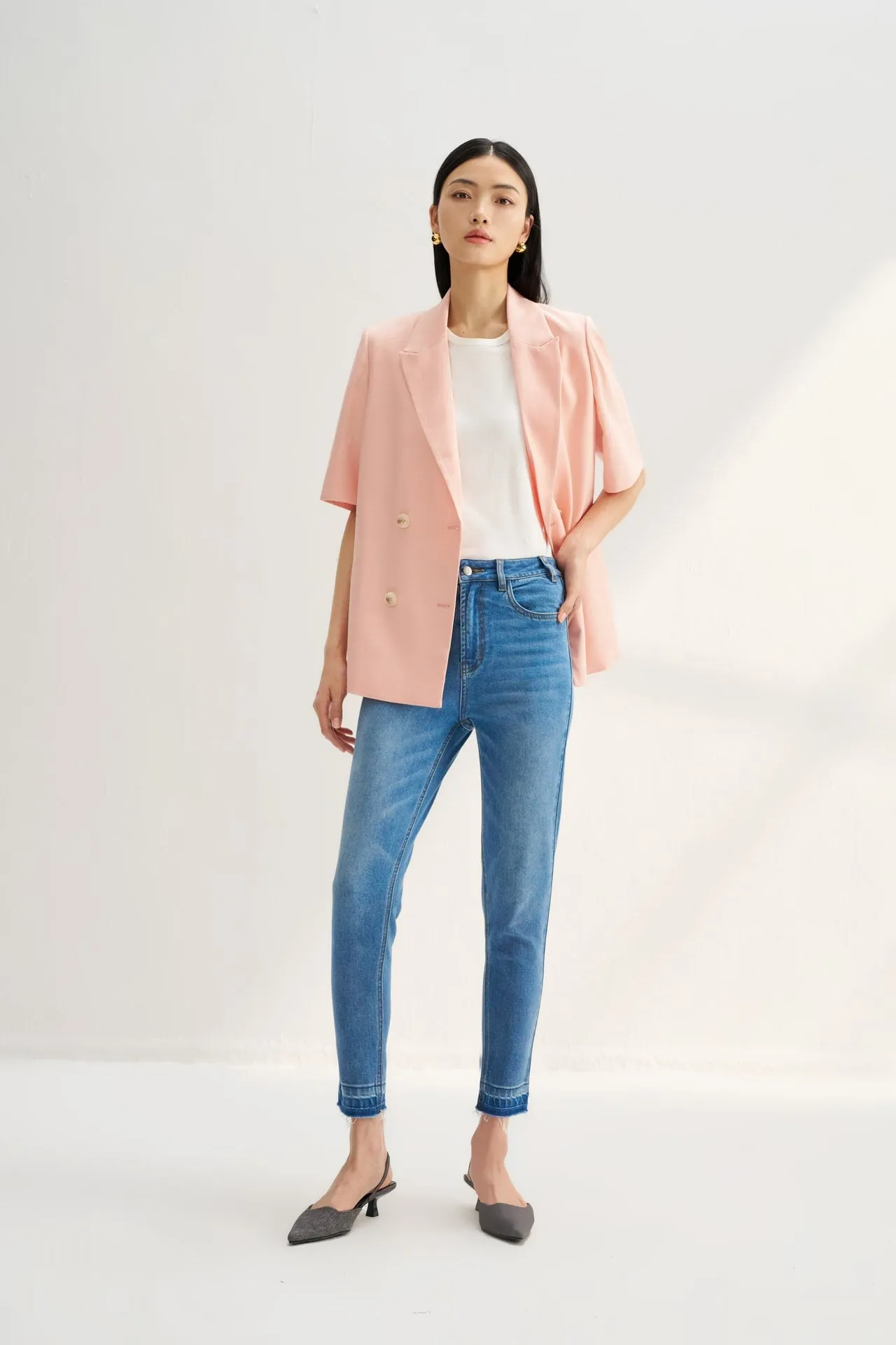 Relaxed Fit Short Sleeve Blazer