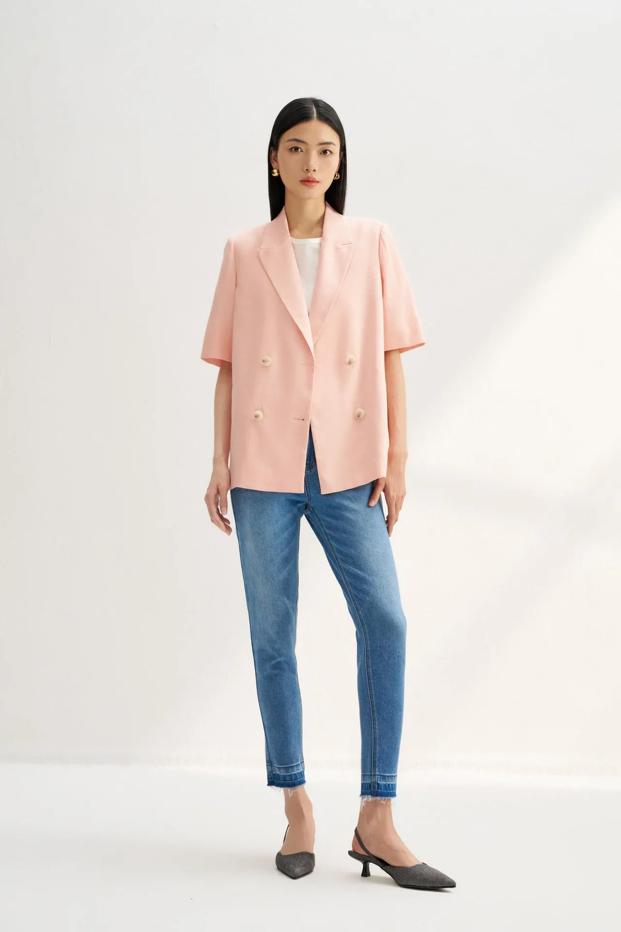 Relaxed Fit Short Sleeve Blazer