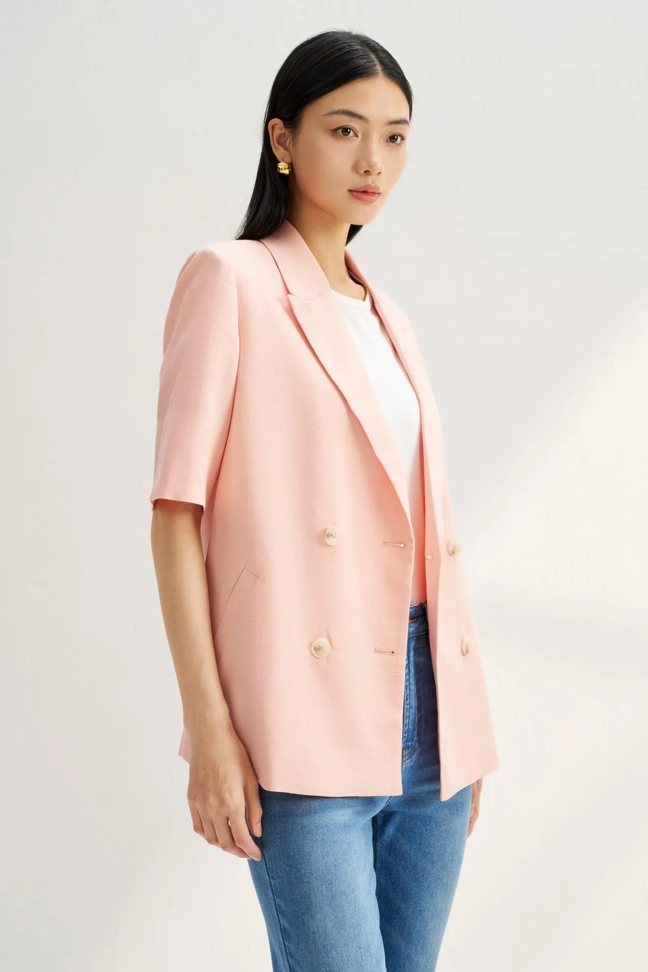 Relaxed Fit Short Sleeve Blazer