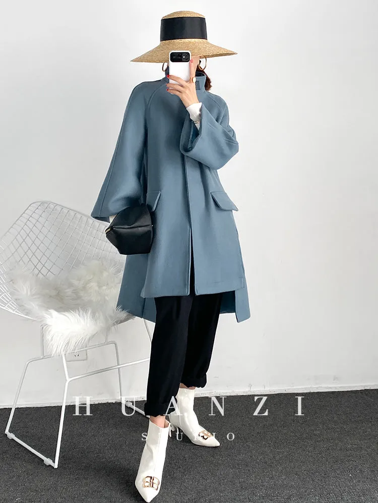 Retro cape loose woolen coat - Milia