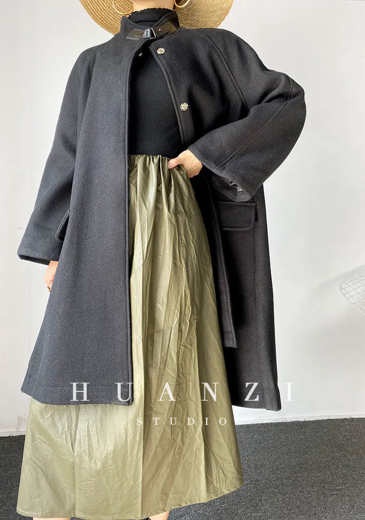 Retro cape loose woolen coat - Milia