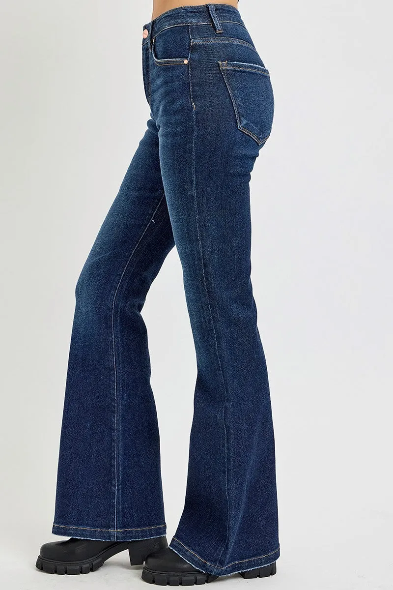 Retro Chic High Rise Flare Jeans with Pockets