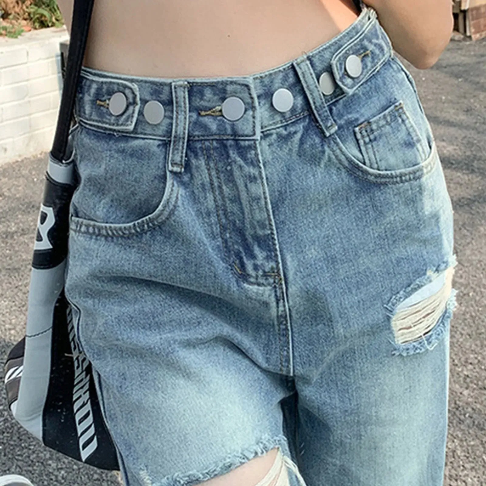 Retro Hole Slim Fit Korean Streetwear Jeans