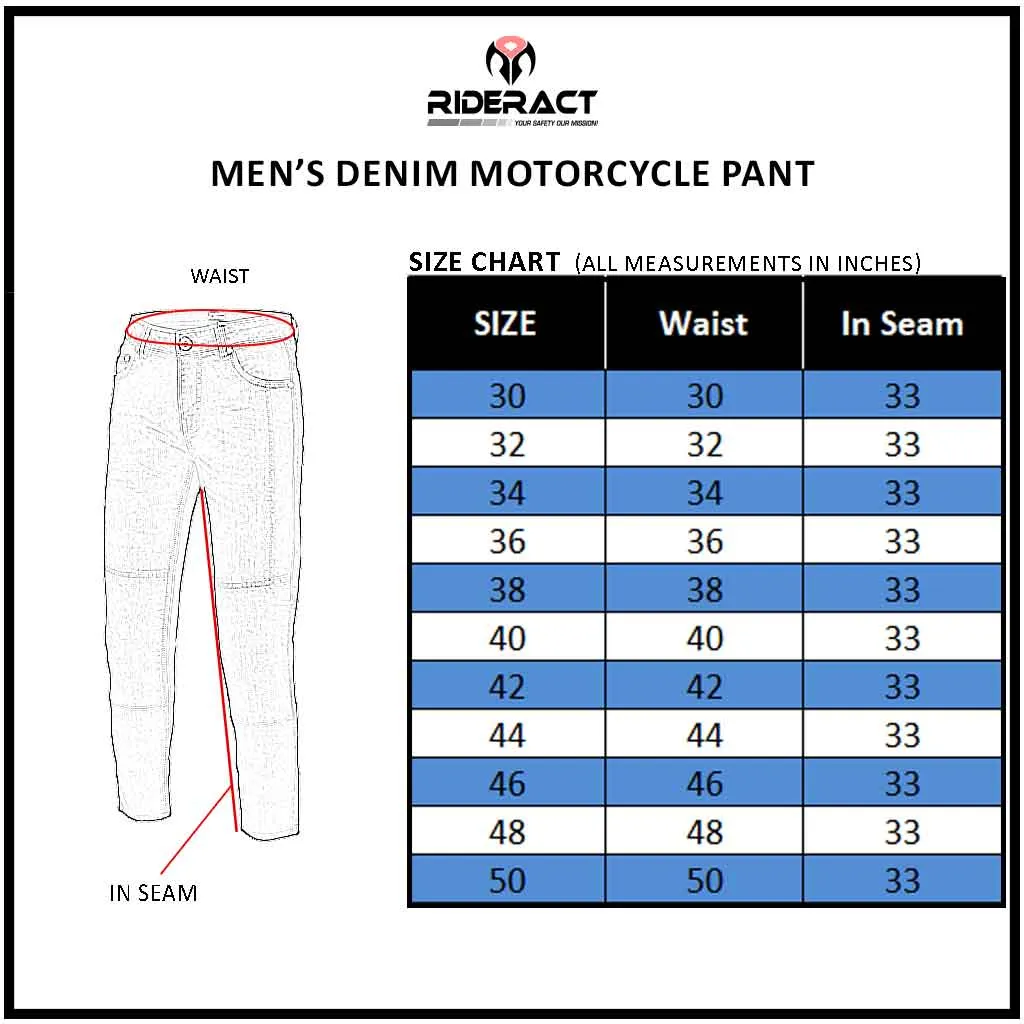 RIDERACT® Men's Riding Motorcycle Jeans Dark Blue Reinforced with Aramid Fiber