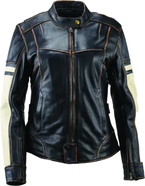River Road Dame Vintage Leather Jacket Black Womens - Small