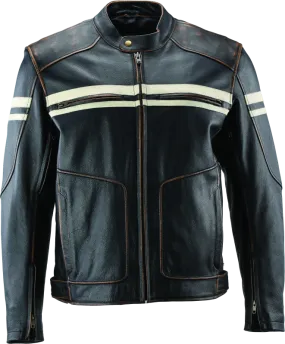 River Road Hoodlum Vintage Leather Jacket Black - Medium