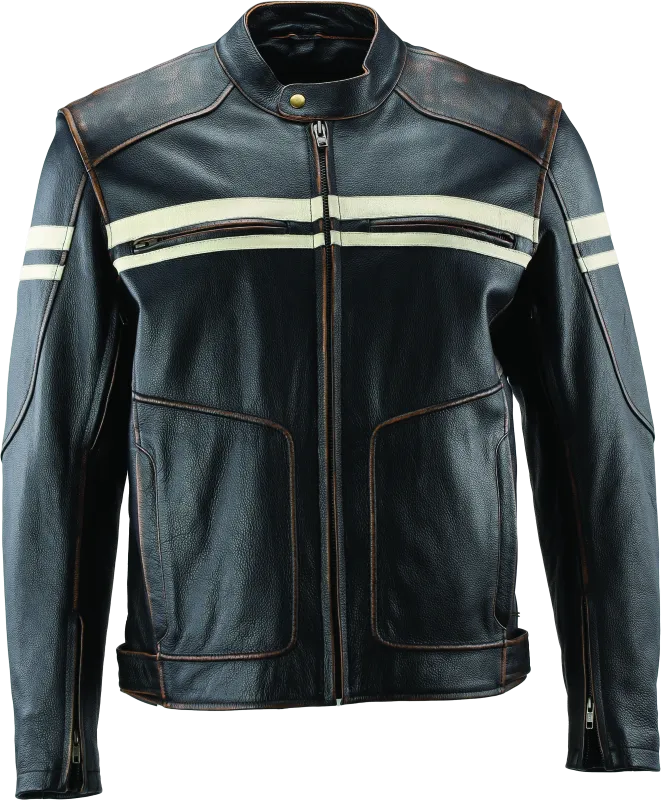 River Road Hoodlum Vintage Leather Jacket Black - Medium