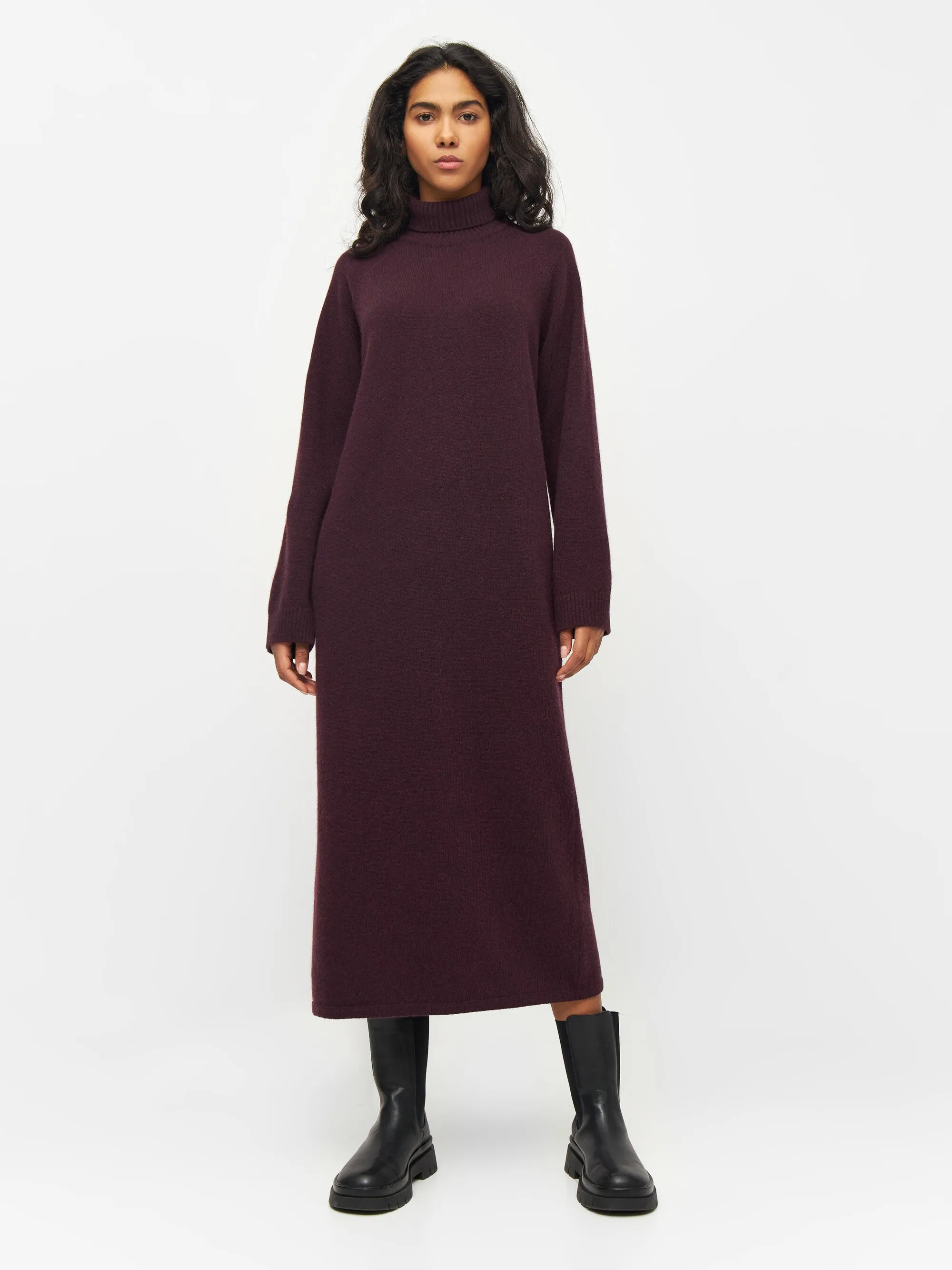 Roll neck mid length dress - Chocolate Plum