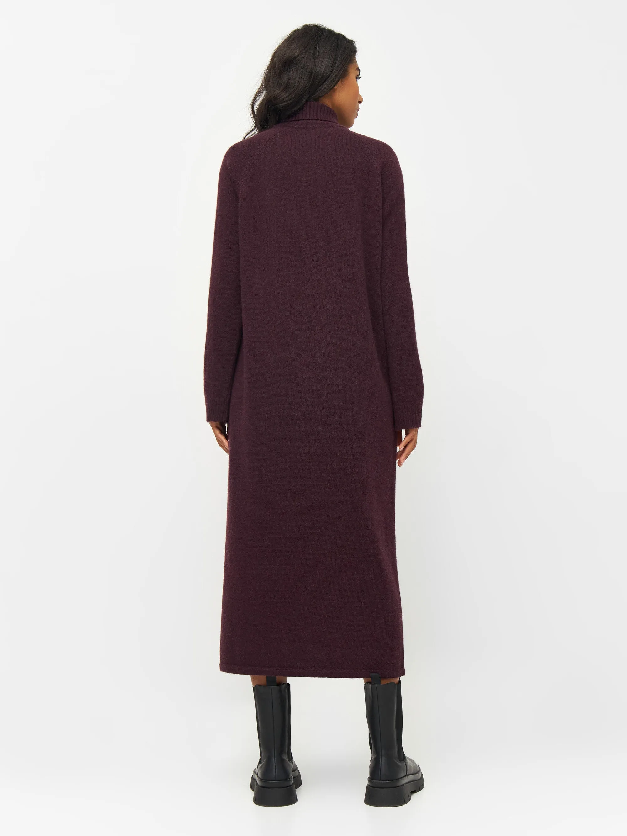 Roll neck mid length dress - Chocolate Plum