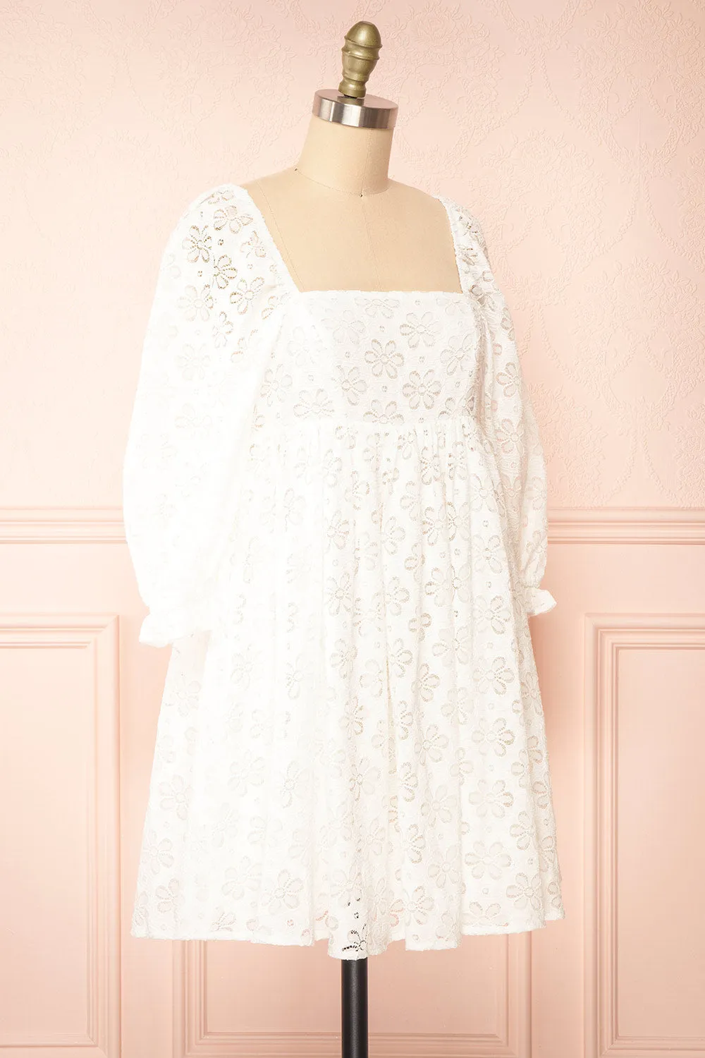 Rosenie | White Lace Babydoll Dress