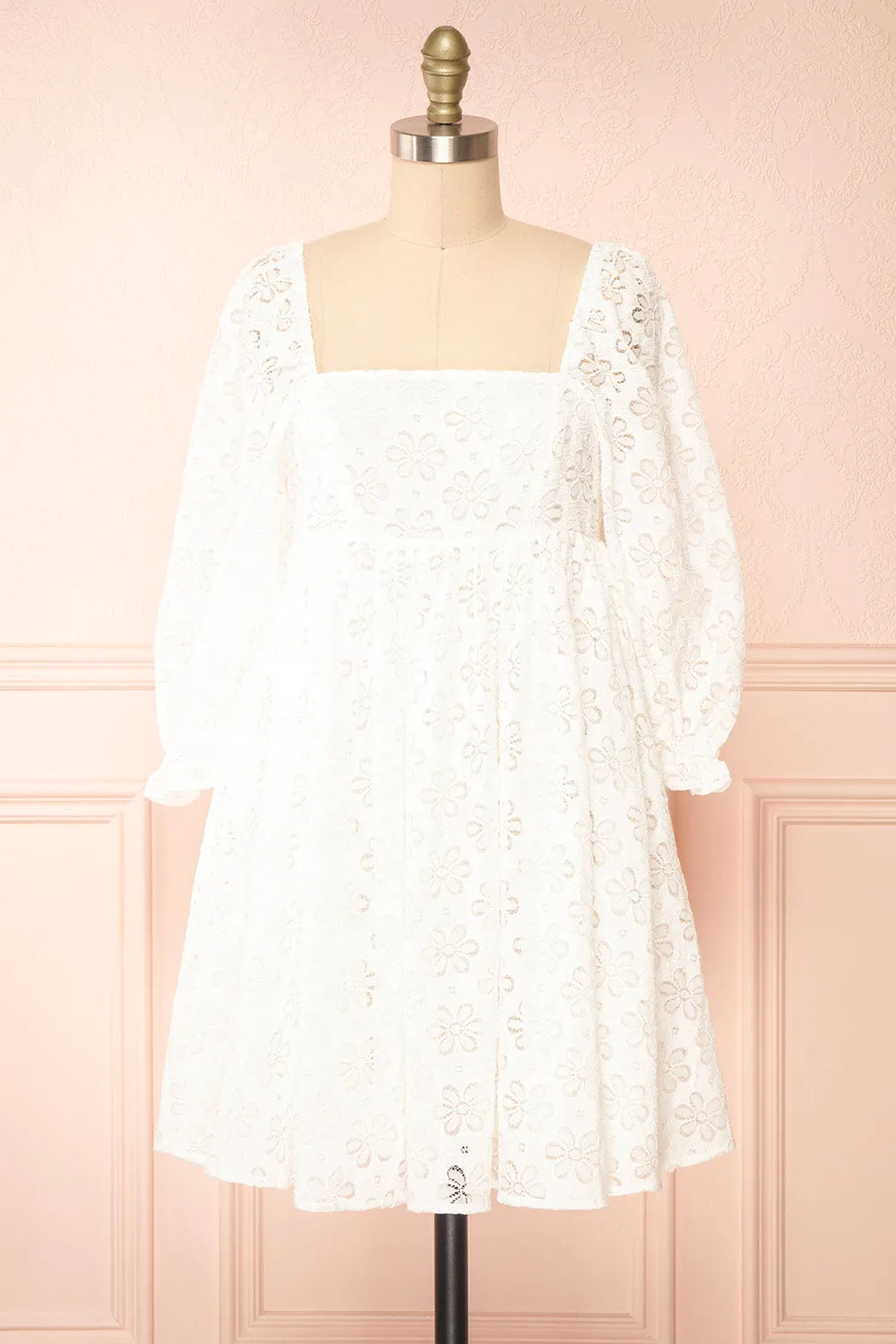 Rosenie | White Lace Babydoll Dress