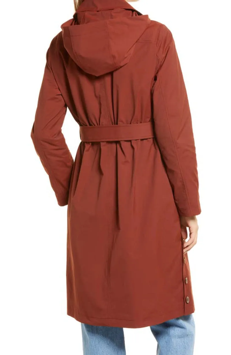 Sam Edelman Hooded Belted Water-Resistant Trench Coat