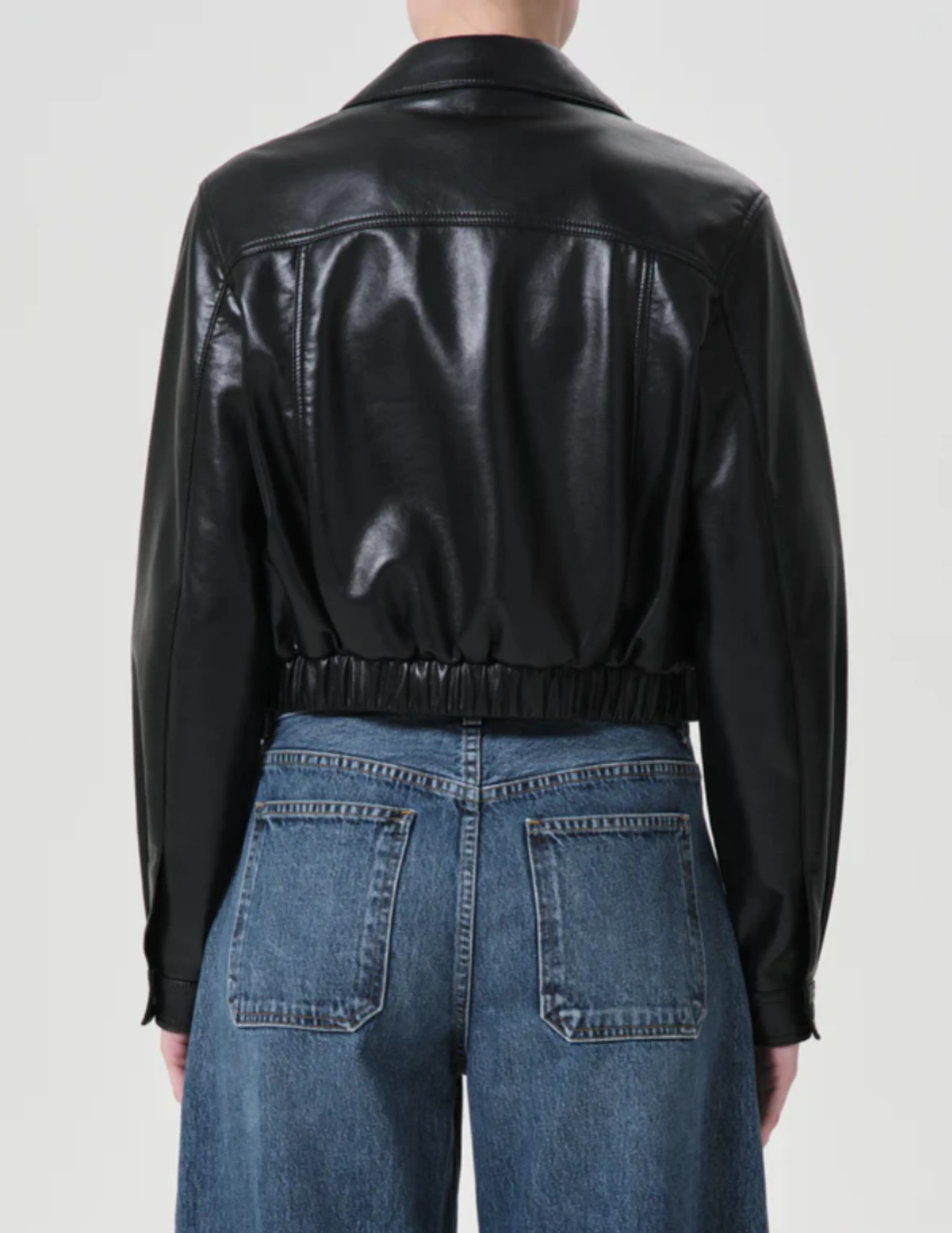 SHOREDITCH SKI CLUB X AGOLDE ESSIE RECYCLED LEATHER CROPPED JACKET