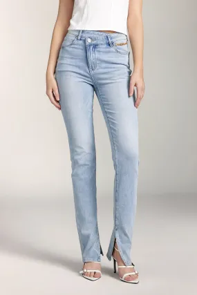 Slant Placket Jeans With Silk