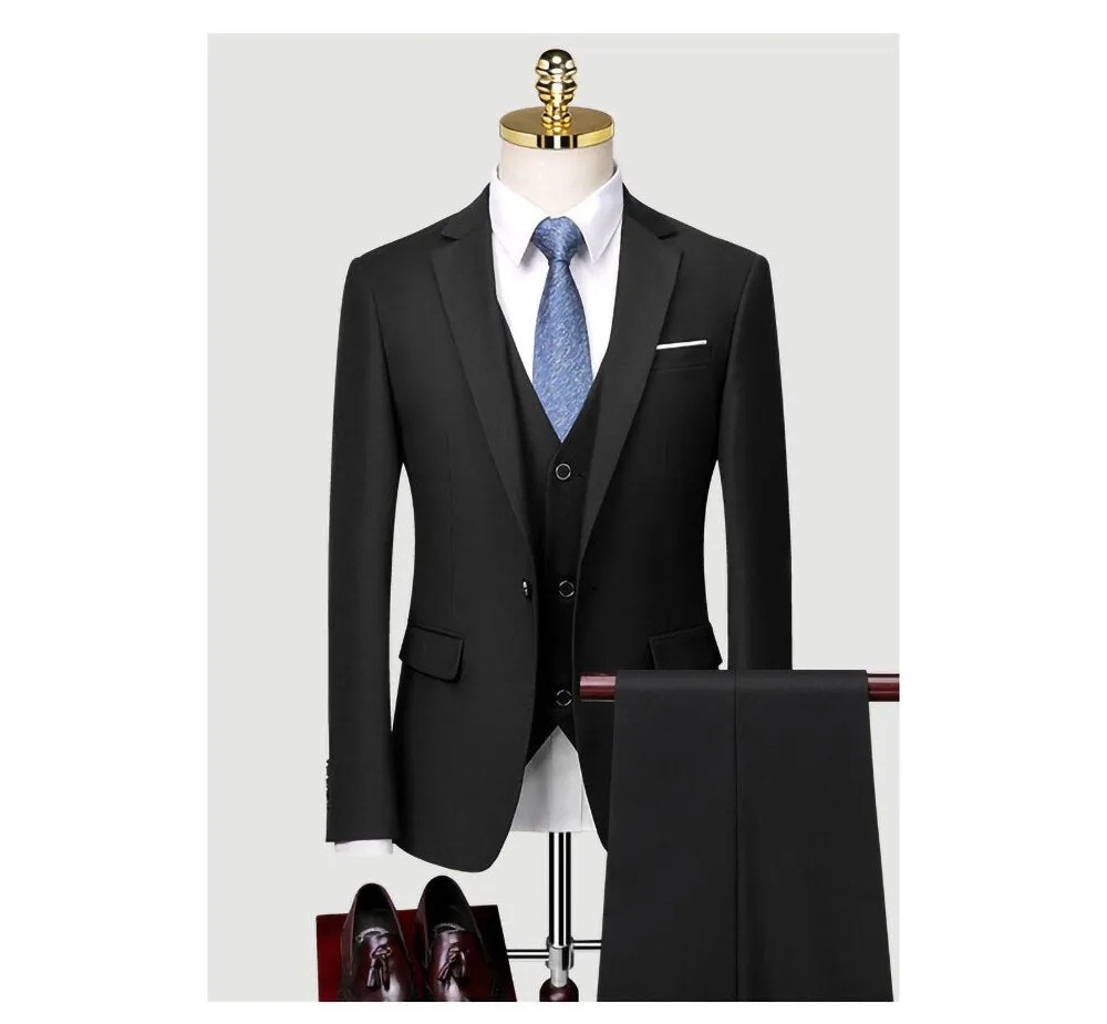 Slim Business Black Suit Men's Wedding Suit