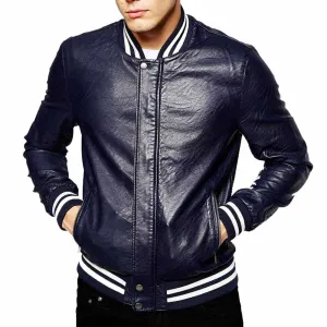 Slim Fit Varsity Leather Jacket