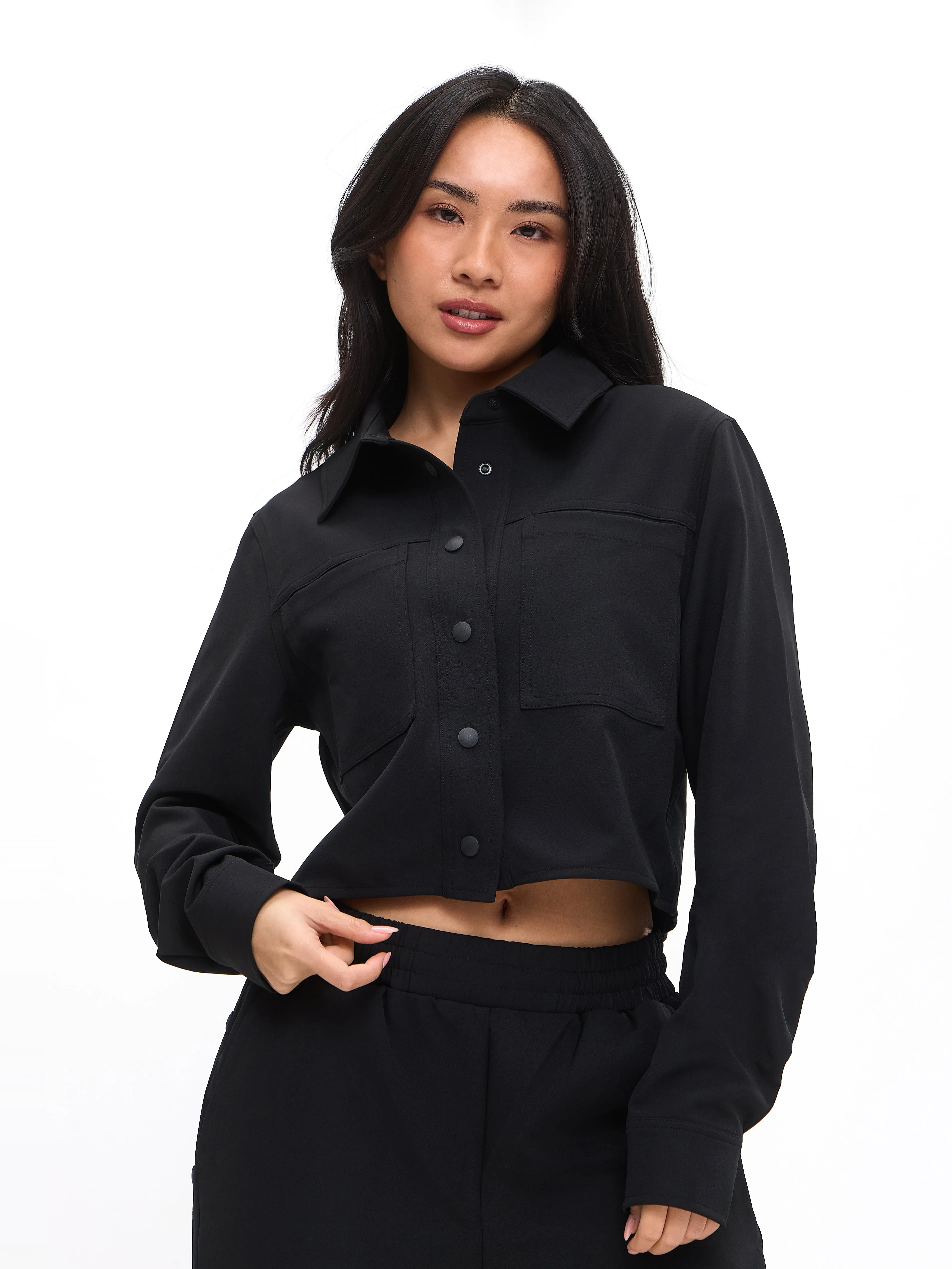 Snap Crop Jacket - Onyx Black