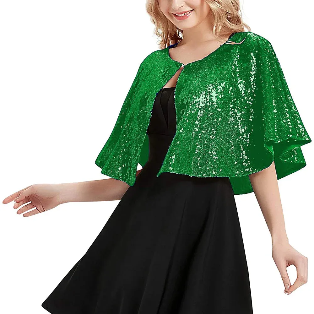 Sparkling Sequin Shawl Ladies Glitter Wrap Shrug Party Cape