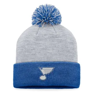 ST. LOUIS BLUES FANATICS POM KNIT BEANIE - GREY/ROYAL