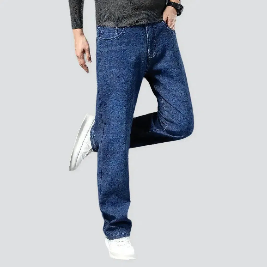 Stonewashed men's fleece jeans