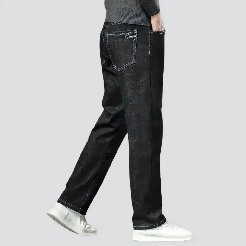 Stonewashed men's fleece jeans