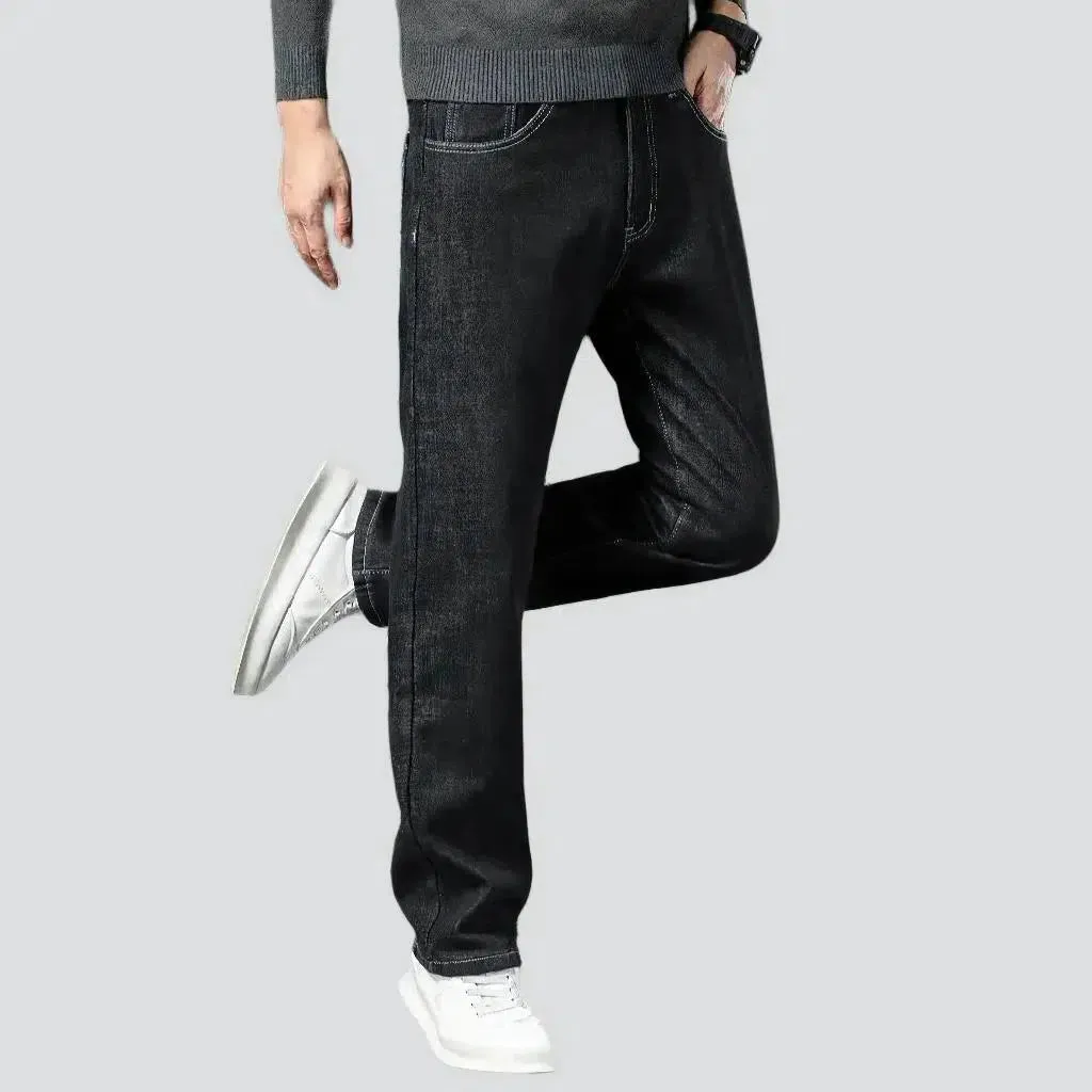 Stonewashed men's fleece jeans