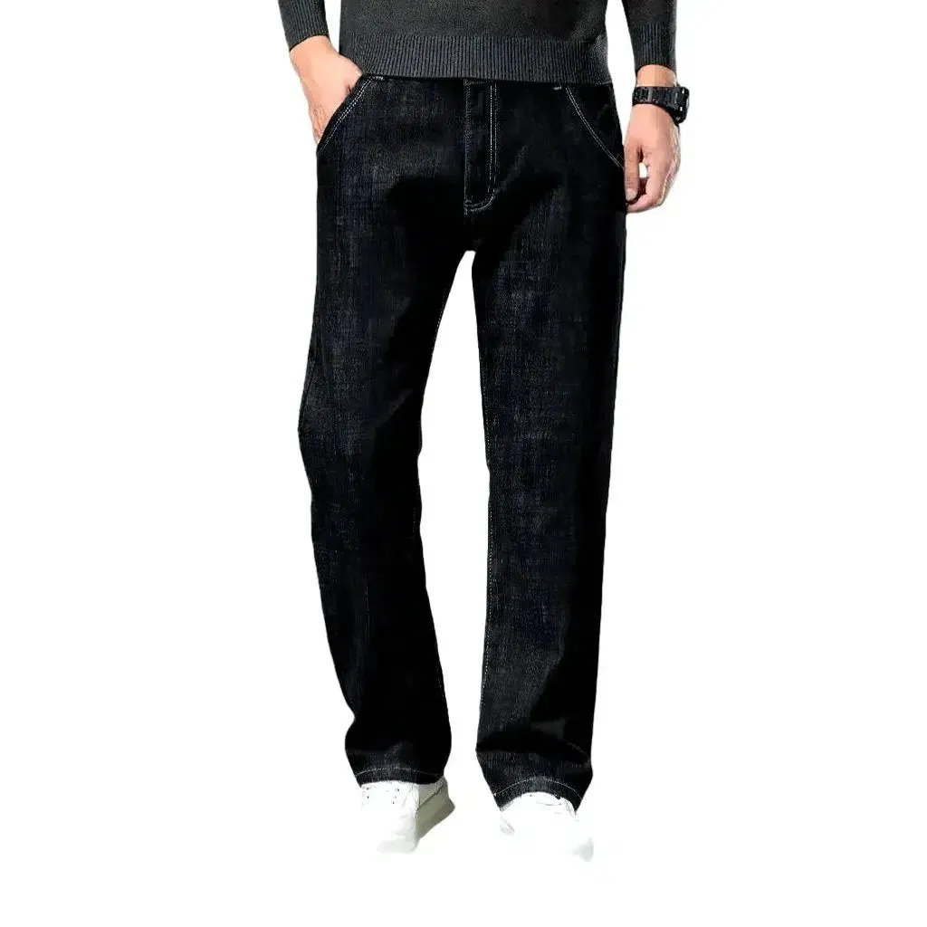 Stonewashed men's straight jeans