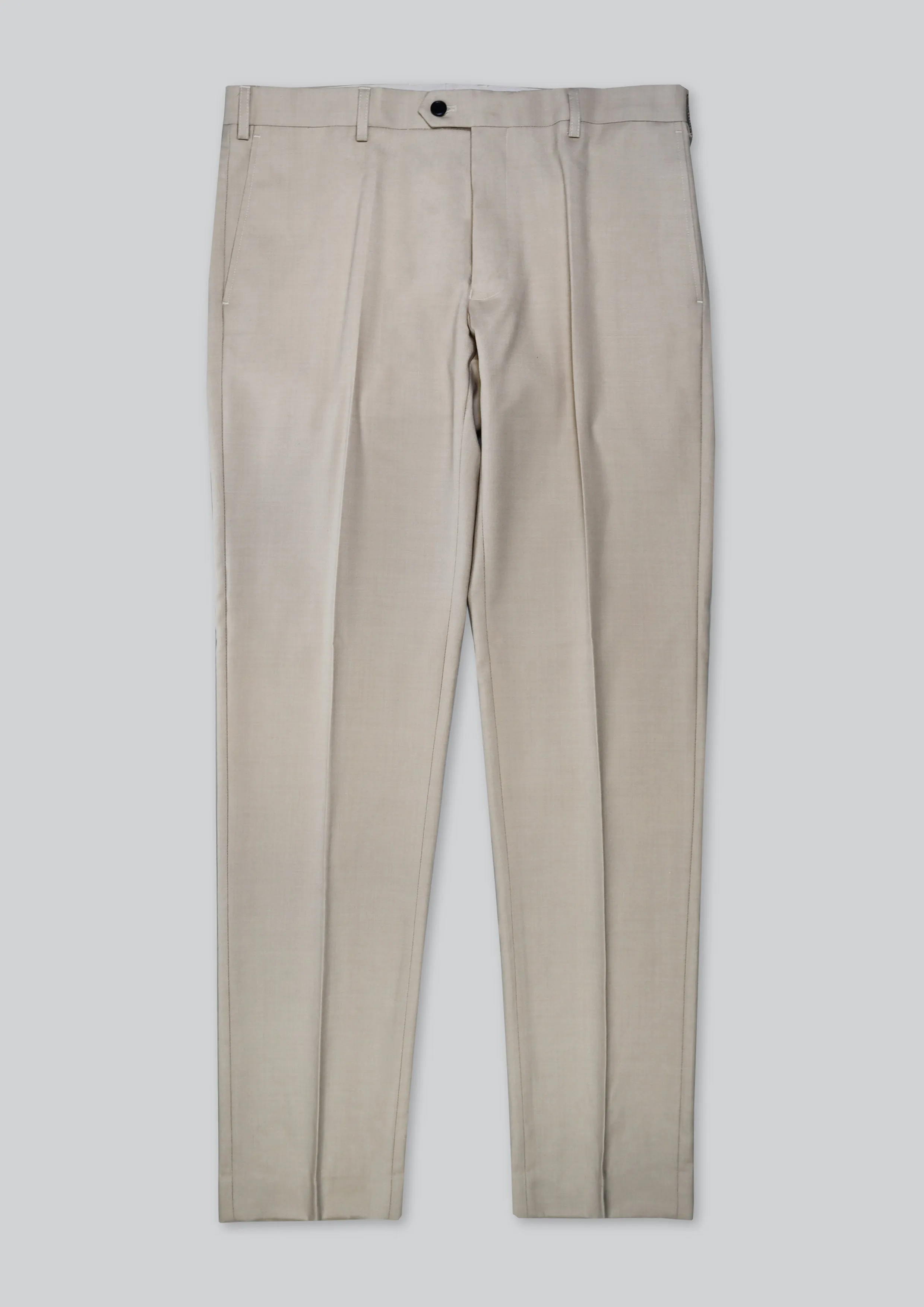 Straight Wool Blend Trouser: Sand