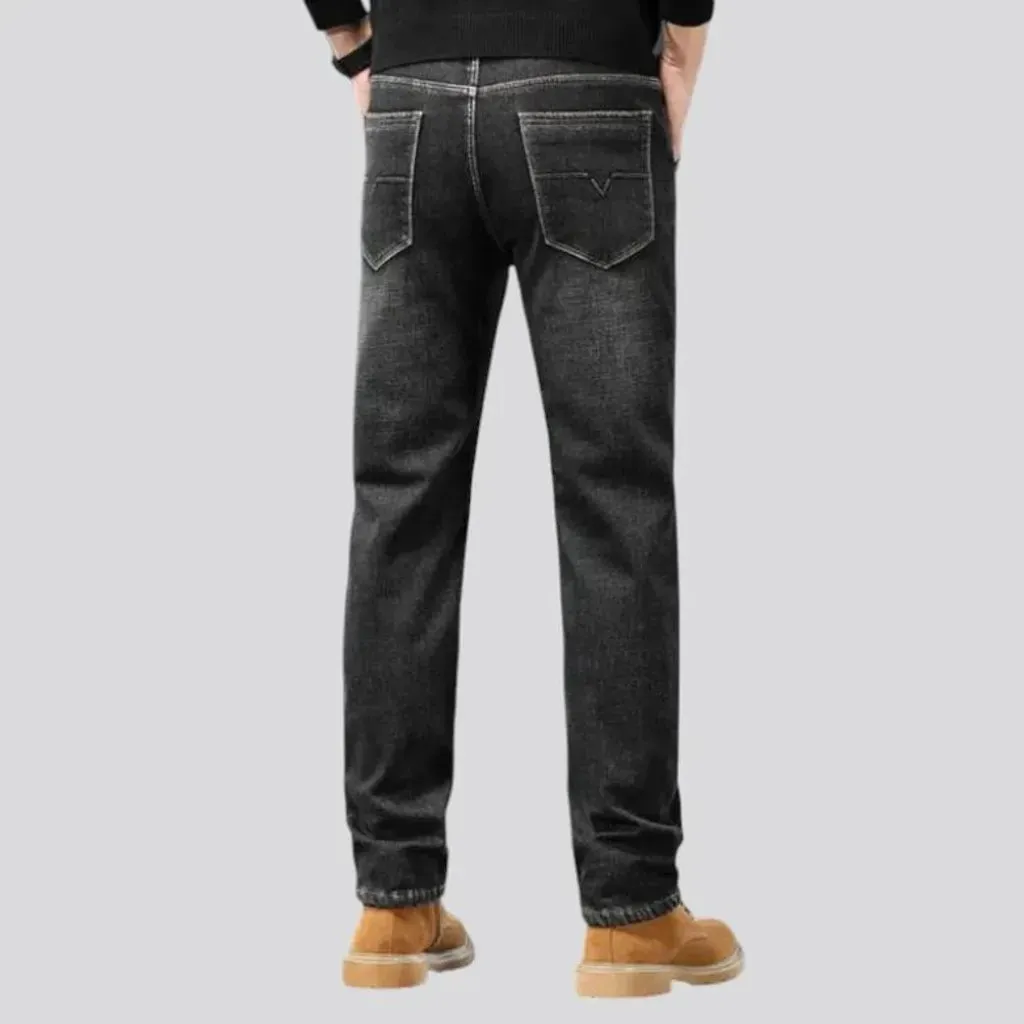 Stretchable abraded retro men's jeans