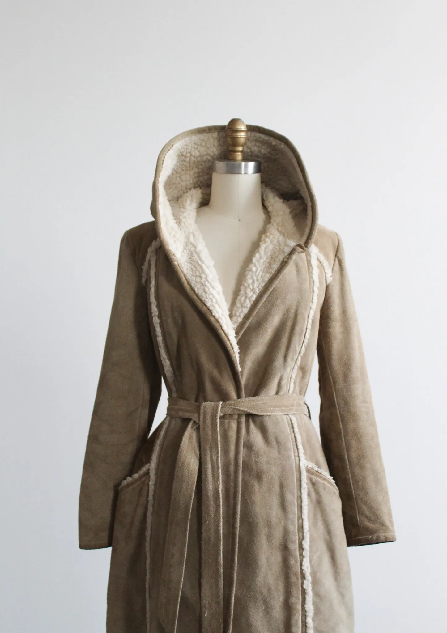 suede wrap trench