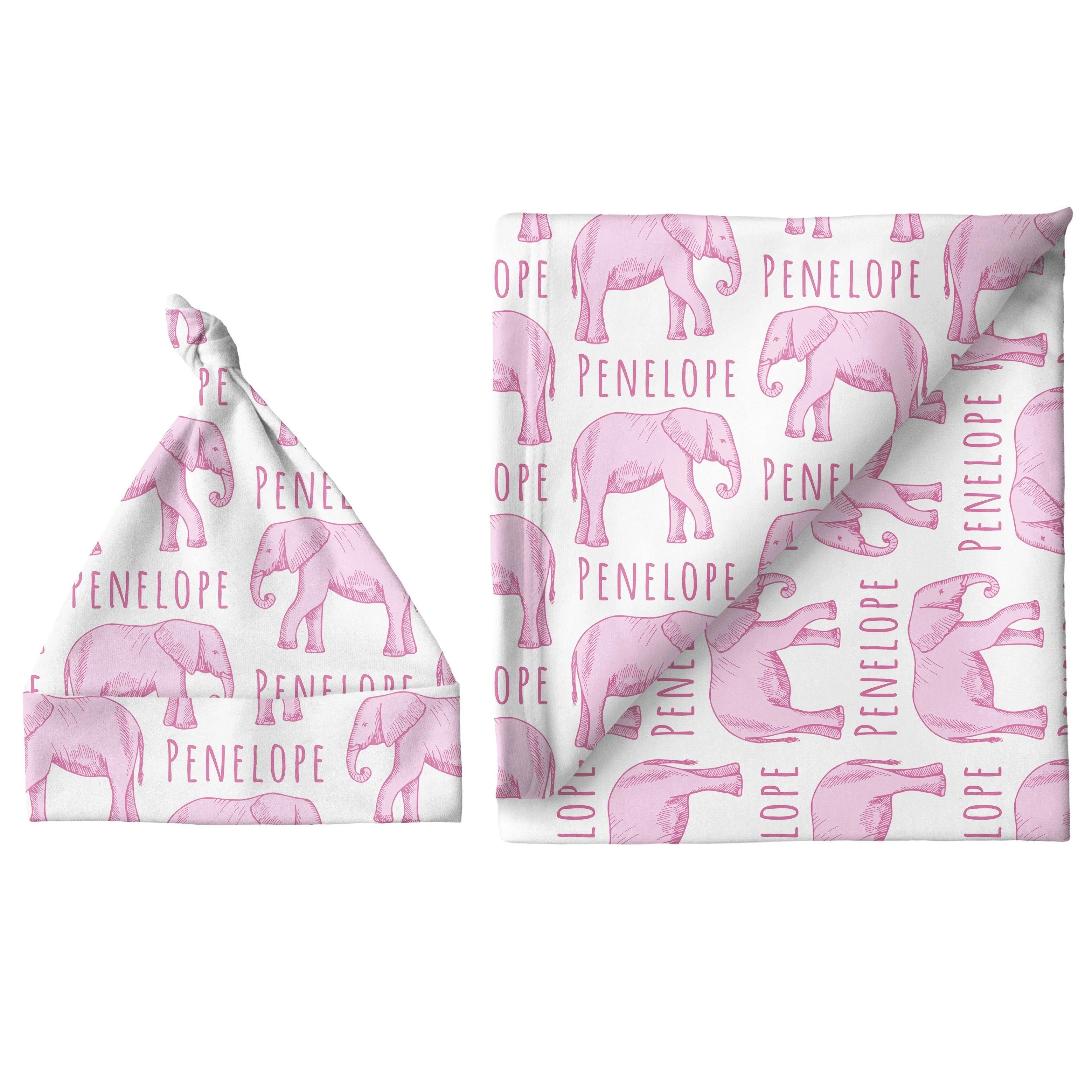 Sugar   Maple Small Blanket & Hat Set - Elephant Pink