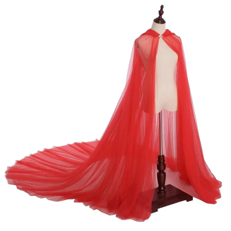 Summer Tulle Wedding Cape Hooded Cloak Bridal Shawl